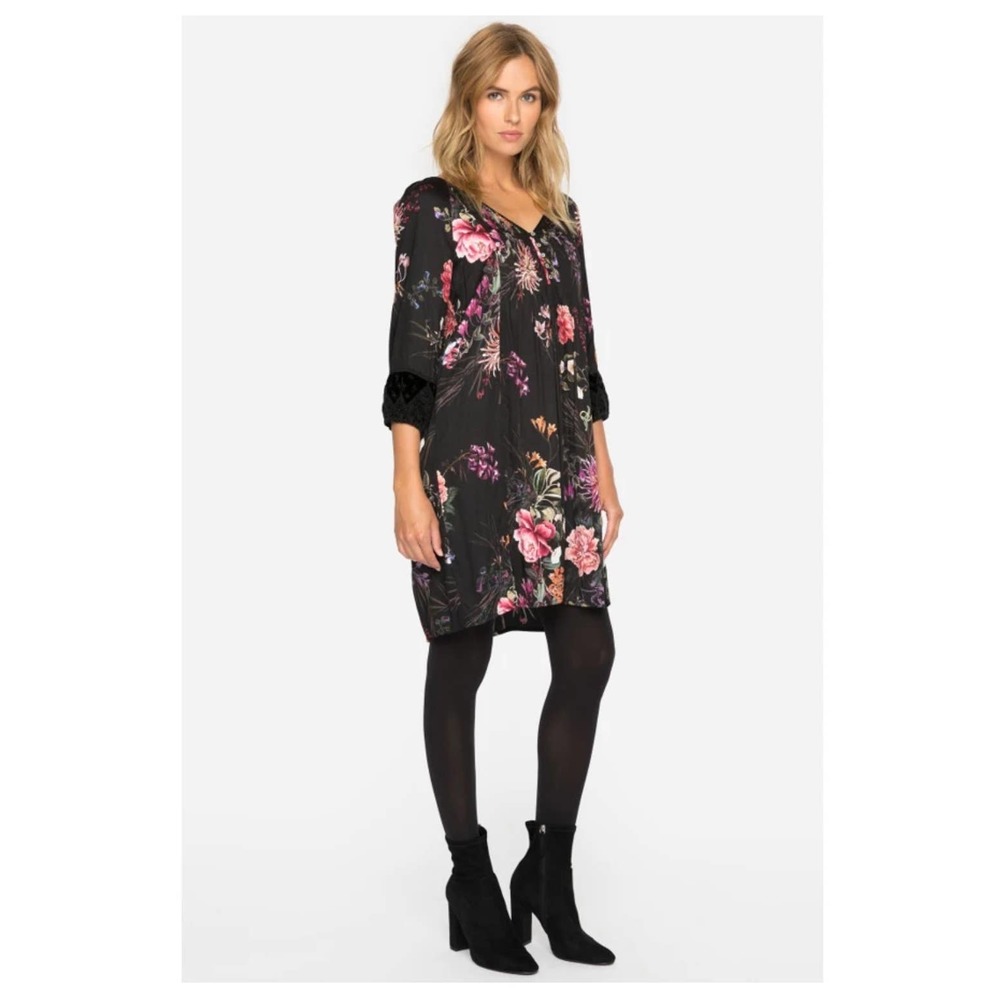Johnny Was Workshop Black Floral Tunic A Line Dress XL